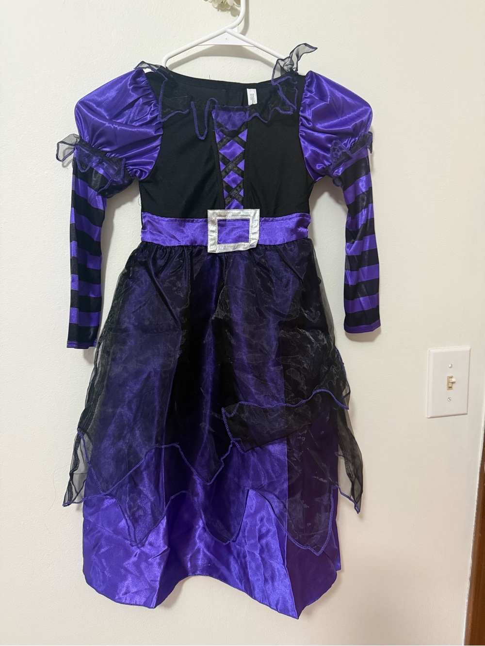 Purple and Black Girls Witch Dress with Silver Buckle